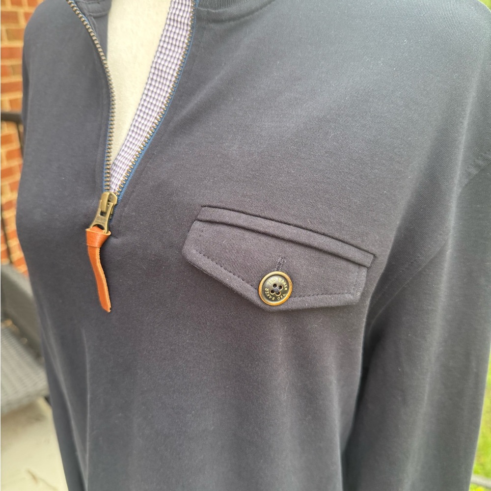 Ted Baker Navy Half-Zip Pullover with Button Pocket Size 4 (Large) - Picture 6 of 12